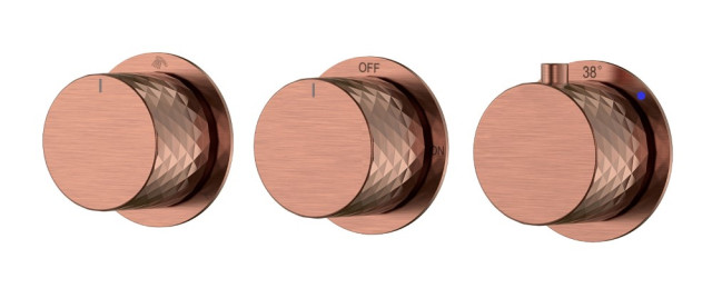 Смеситель встроенный с термостатом STICK DIAMOND COPPER BRUSHED 3-проходной