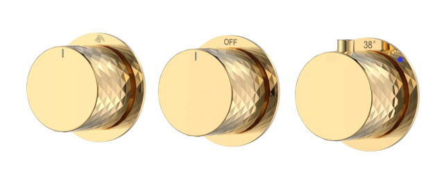 Смеситель встроенный с термостатом STICK DIAMOND GOLD 3-проходной
