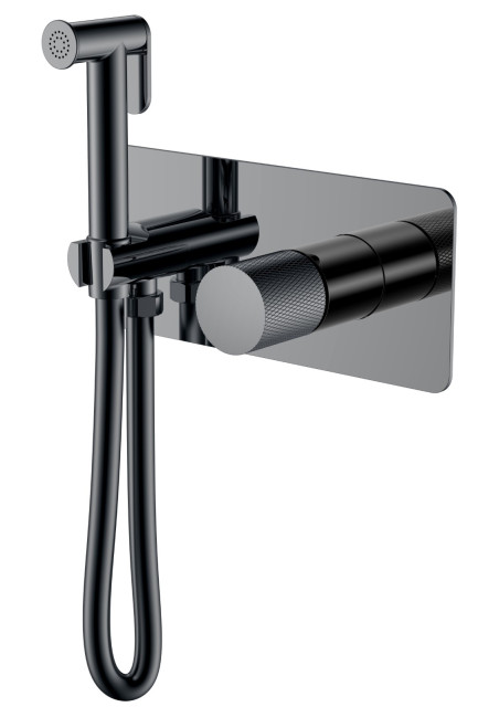 Смеситель гигиенический STICK Shine Gun Metal c ручкой TOUCH