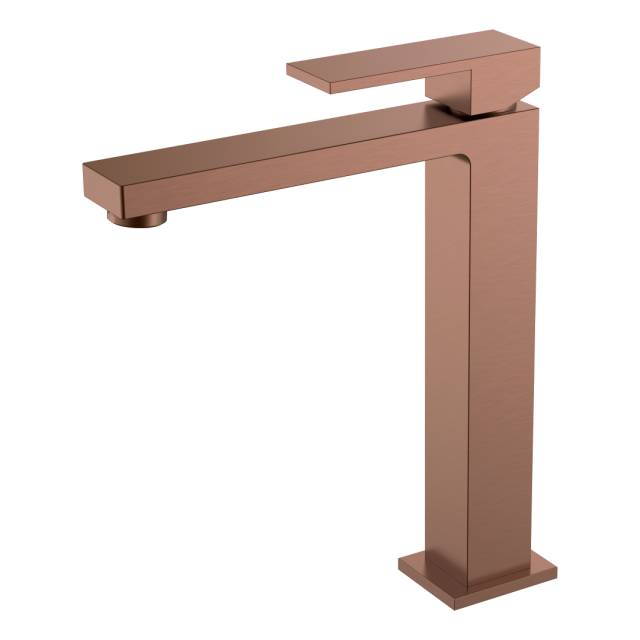 Смеситель для умывальника высокий Qubic Brushed Bronze