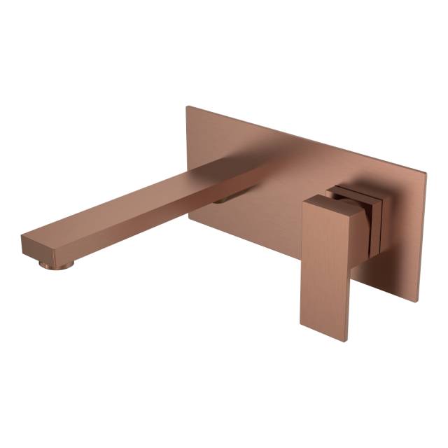 Смеситель для умывальника из стены Qubic Brushed Bronze