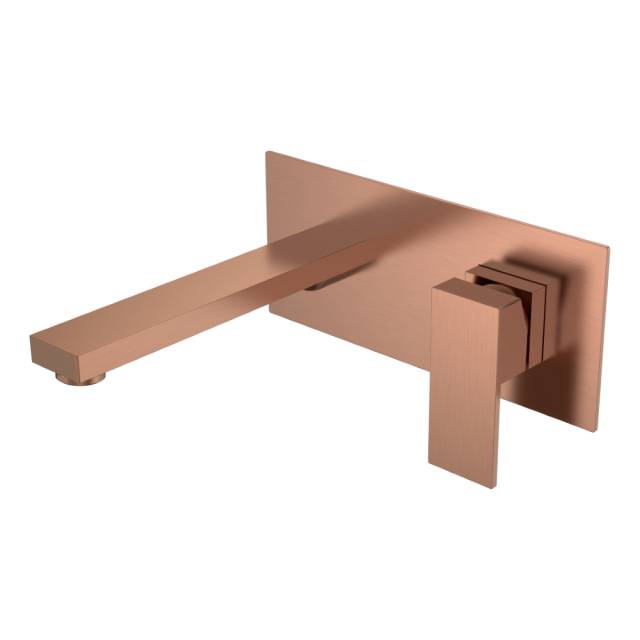 Смеситель для умывальника из стены Qubic Copper Brushed