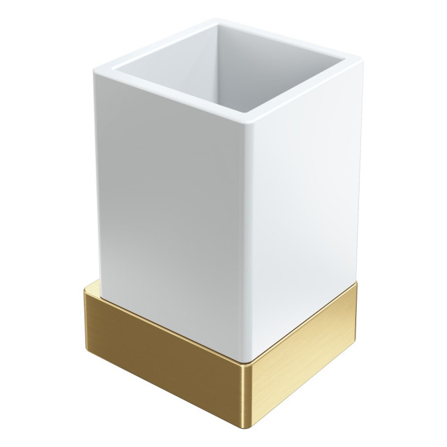 Стакан настенный Qubic Matt Gold
