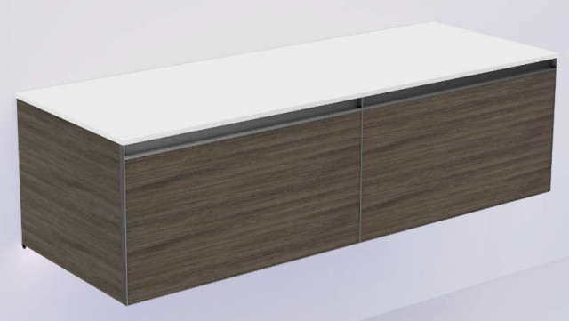 QUATRO 2 140см (70+70) тумба OAK ANTHRACITE профиль ANTHRACITE + внутр. подсв.