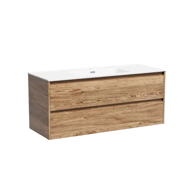 Тумба подвесная SANCOS Либра (Libra) 120x45x50 c двумя ящиками оснащенными доводчиками, Дуб чарльстон, арт. LB120-1ECH