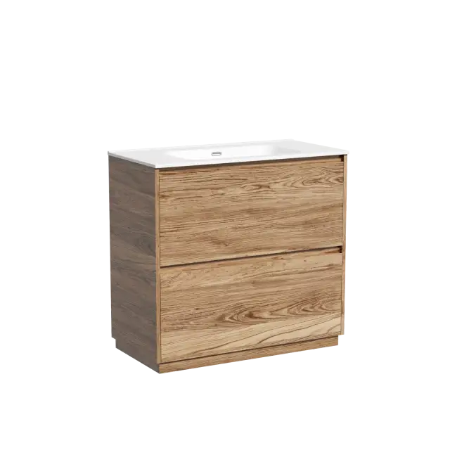 Тумба под раковину SANCOS Либра напольная (Libra Floor) напольная, 90x45x85 c двумя ящиками оснащенными доводчиками, Дуб чарльстон, арт. LB90FECH