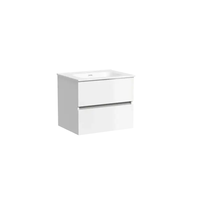 Тумба подвесная SANCOS Урбан (Urban) 60x45x50 c двумя ящиками оснащенными доводчиками, белый глянец, арт. UR60W