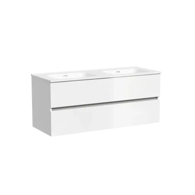 Тумба подвесная SANCOS Урбан (Urban) 120x45x50 c двумя ящиками оснащенными доводчиками, белый глянец, арт. UR120-2W