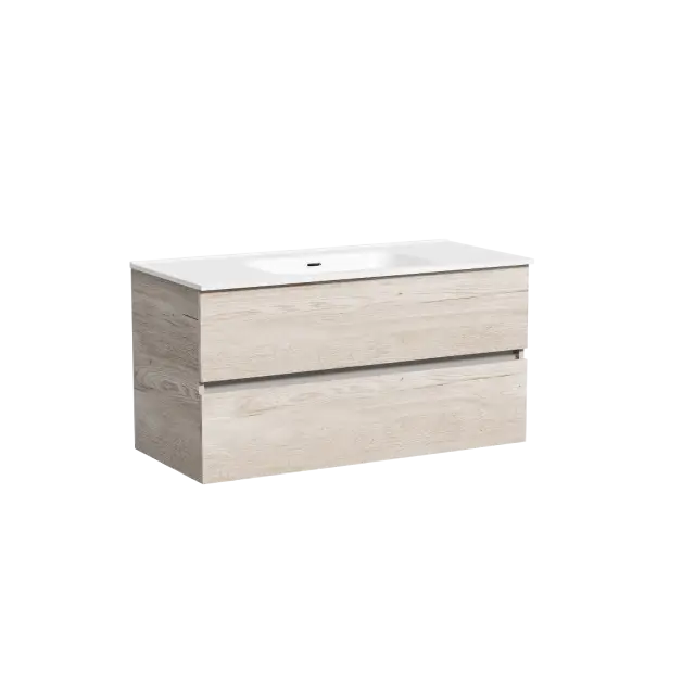 Тумба подвесная SANCOS Урбан (Urban) 100x45x50 c двумя ящиками оснащенными доводчиками, Дуб галифакс натуральный, арт. UR100EG
