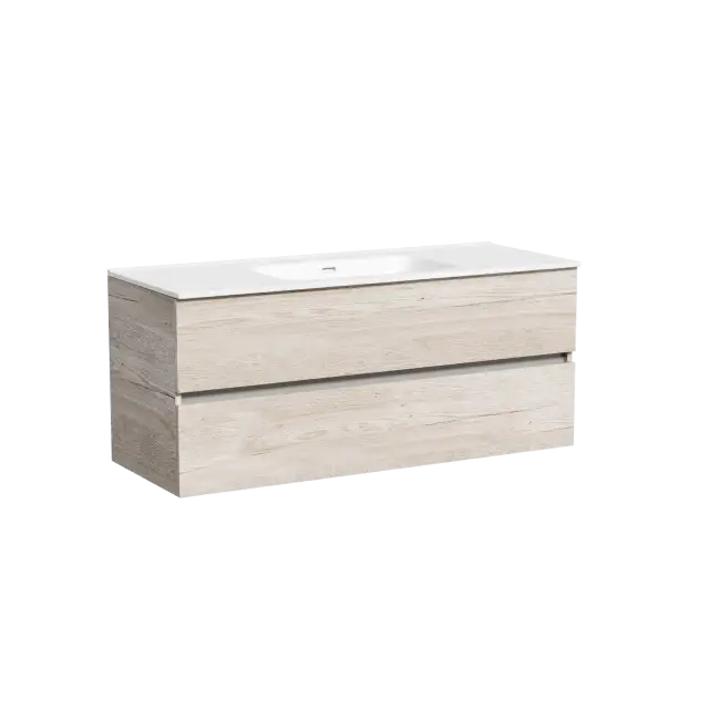 Тумба подвесная SANCOS Урбан (Urban) 120x45x50 c двумя ящиками оснащенными доводчиками, Дуб галифакс натуральный, арт. UR120-1EG