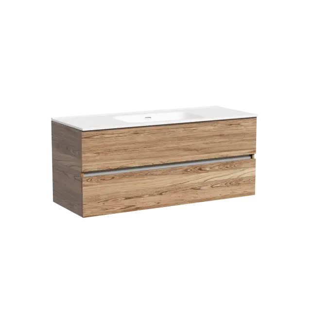 Тумба подвесная SANCOS Урбан (Urban) 120x45x50 c двумя ящиками оснащенными доводчиками, Дуб чарльстон, арт. UR120-1ECH