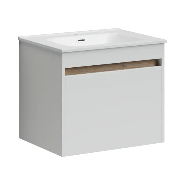 Тумба подвесная SANCOS Ум (Smart) 60x45x50 c двумя ящиками оснащенными доводчиками, белый глянец, арт. SM60W