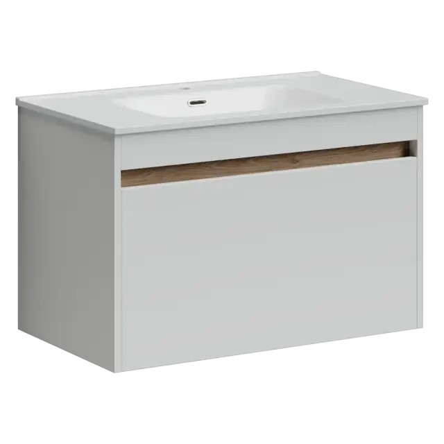 Тумба подвесная SANCOS Ум (Smart) 80x45x50 c двумя ящиками оснащенными доводчиками, белый глянец, арт. SM80W