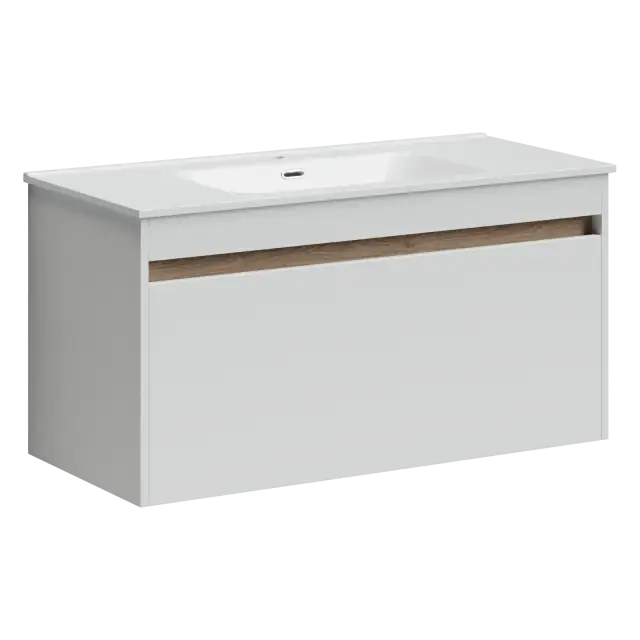 Тумба подвесная SANCOS Ум (Smart) 100x45x50 c двумя ящиками оснащенными доводчиками, белый глянец, арт. SM100W