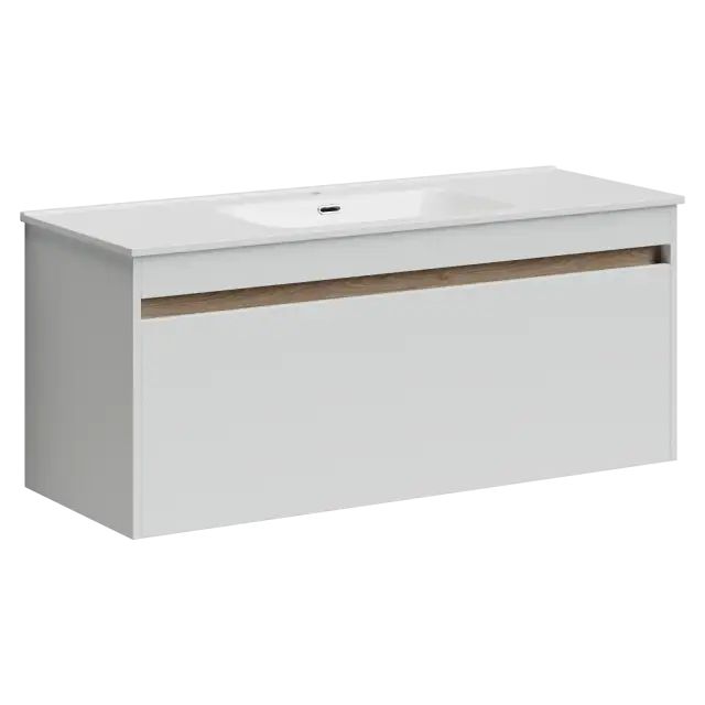 Тумба подвесная SANCOS Ум (Smart) 120x45x50 c двумя ящиками оснащенными доводчиками, белый глянец, арт. SM120-1W