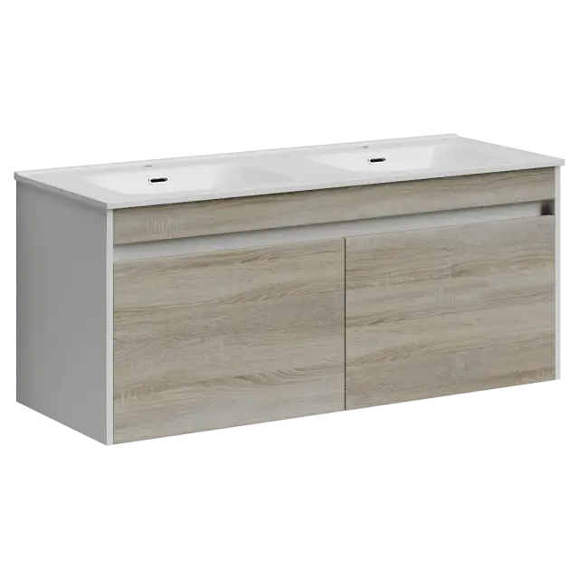 Тумба подвесная SANCOS Ум (Smart) 120x45x50 4 ящика оснащенными доводчиками, дуб бардолино/белый , арт. SM120-2E