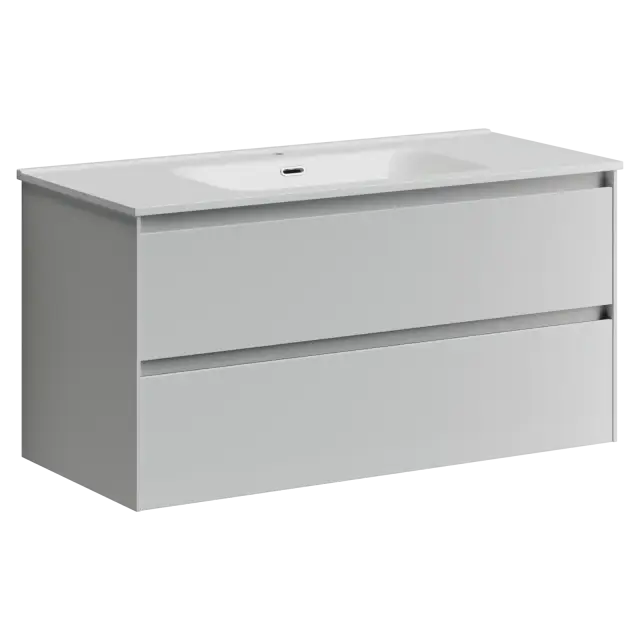 Тумба подвесная SANCOS Сто (Cento) 100x45x50 c двумя ящиками оснащенными доводчиками, белый глянец, арт.CN100W
