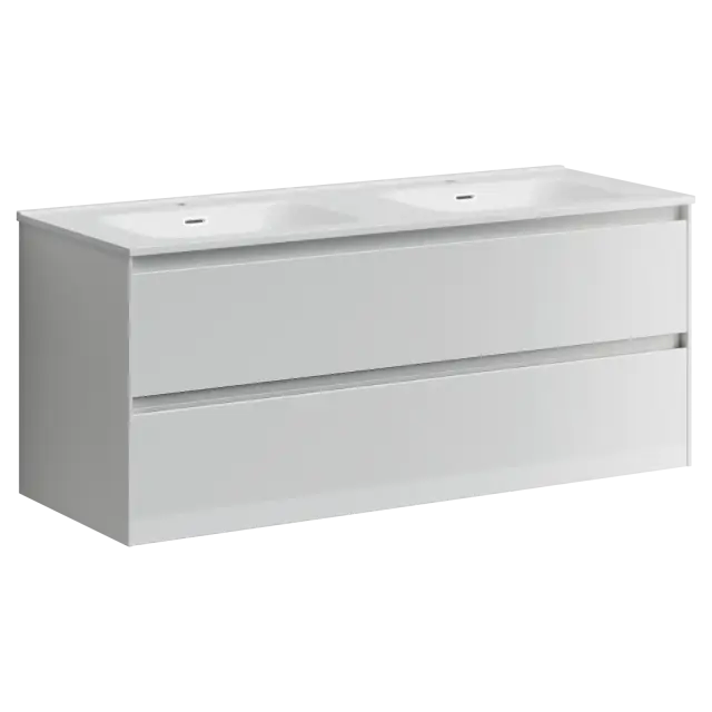 Тумба подвесная SANCOS Сто (Cento) 120x45x50 c двумя ящиками оснащенными доводчиками, белый глянец, арт. CN120-2W