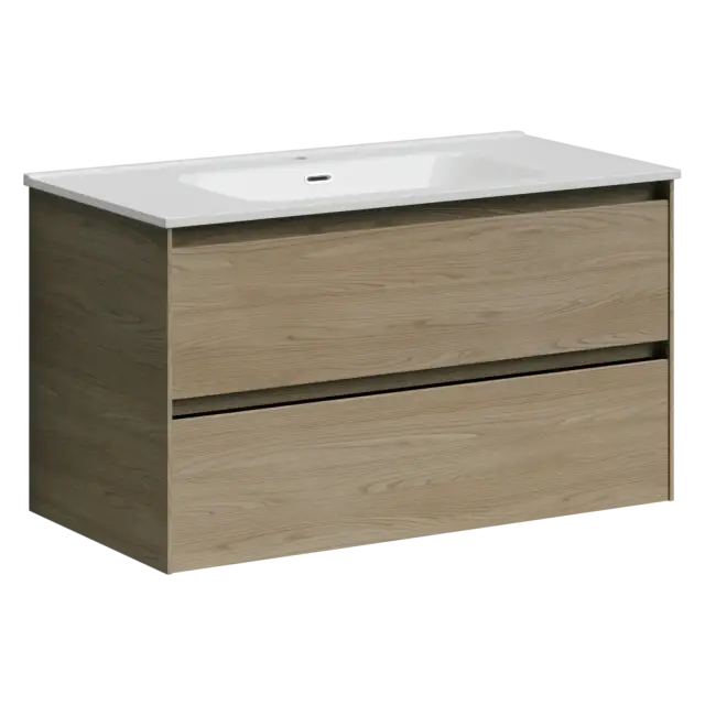 Тумба подвесная SANCOS Сто (Cento) 90x45x50 c двумя ящиками оснащенными доводчиками, карпатская ель, арт. CN90KE