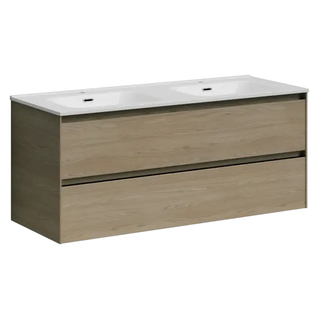 Тумба подвесная SANCOS Сто (Cento) 120x45x50 c двумя ящиками оснащенными доводчиками, карпатская ель, арт. CN120-2KE