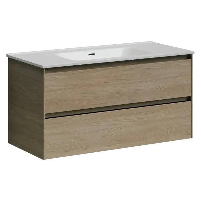Тумба подвесная SANCOS Сто (Cento) 100x45x50 c двумя ящиками оснащенными доводчиками, карпатская ель, арт.CN100KE