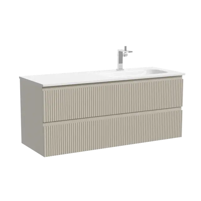 Тумба подвесная SANCOS Сноб Р (Snob R) левая 120x45x50 c двумя ящиками оснащенными доводчиками, Белый матовый (Bianco), арт.SNR120LW