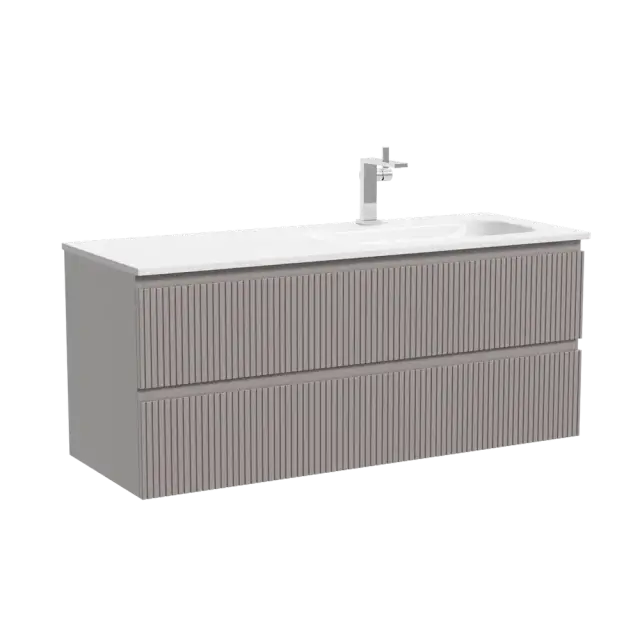 Тумба подвесная SANCOS Сноб Р (Snob R) 120x45x50 c двумя ящиками оснащенными доводчиками, темный антрацит матовый, арт.SNR120MDH
