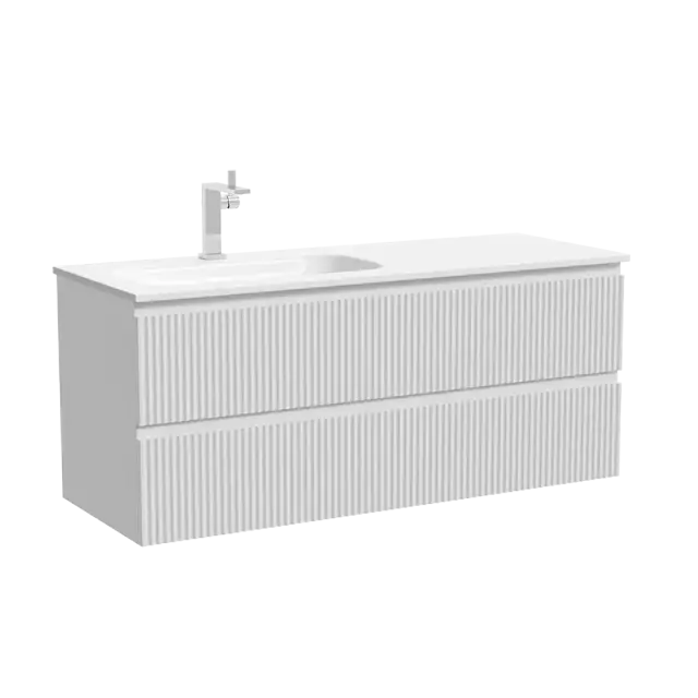 Тумба подвесная SANCOS Сноб Р (Snob R) левая 120x45x50 c двумя ящиками оснащенными доводчиками, Пыльная роза (Doha Soft), арт.SNR120LSM