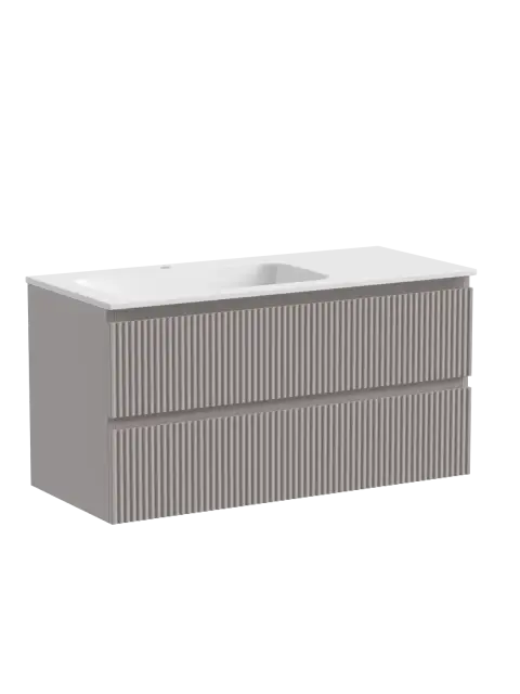 Тумба подвесная SANCOS Сноб Р (Snob R) левая 100x45x50 c двумя ящиками оснащенными доводчиками, Пыльная роза (Doha Soft) арт.SNR100LSM