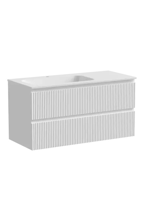 Тумба подвесная SANCOS Сноб Р (Snob R) левая 100x45x50 c двумя ящиками оснащенными доводчиками, Белый матовый (Bianco) арт.SNR100LW