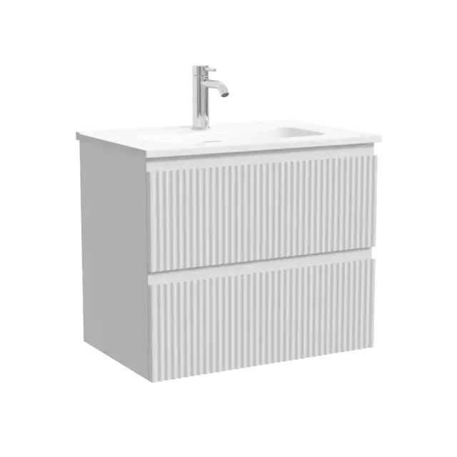 Тумба подвесная SANCOS Сноб Р (Snob R) 60x40x50 c двумя ящиками оснащенными доводчиками, Белый матовый (Bianco) арт.SNR60/39W
