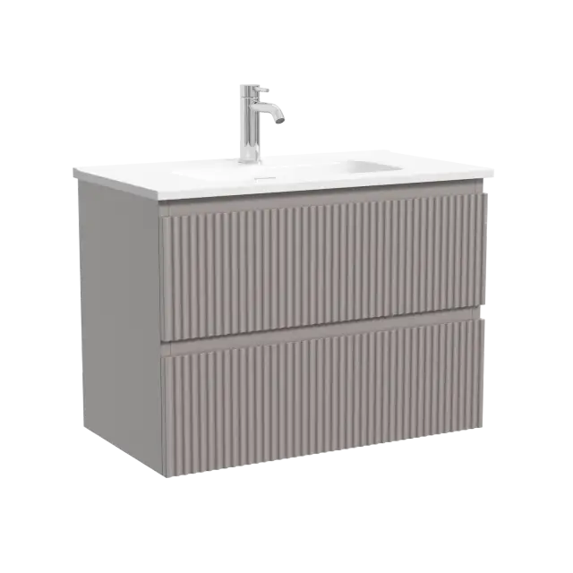 Тумба подвесная SANCOS Сноб Р (Snob R) 70x40x50 c двумя ящиками оснащенными доводчиками, Пыльная роза (Doha Soft) арт.SNR70/39SM