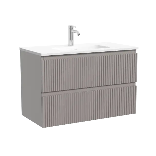 Тумба подвесная SANCOS Сноб Р (Snob R) 80x40x50 c двумя ящиками оснащенными доводчиками, Пыльная роза (Doha Soft) арт.SNR80/39SM