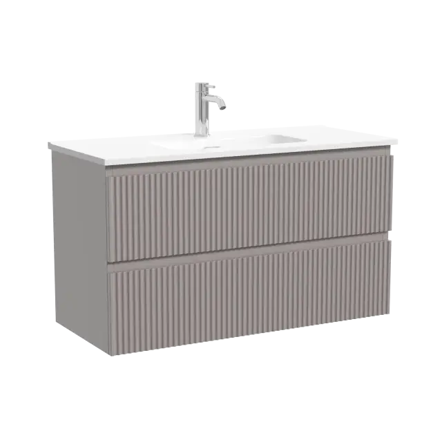 Тумба подвесная SANCOS Сноб Р (Snob R) 100x40x50 c двумя ящиками оснащенными доводчиками, Пыльная роза (Doha Soft) арт.SNR100/39SM