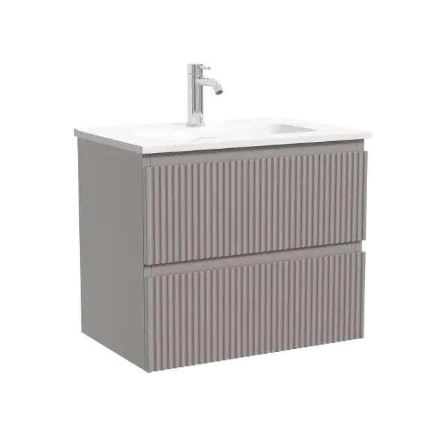Тумба подвесная SANCOS Сноб Р (Snob R) 60x40x50 c двумя ящиками оснащенными доводчиками, Пыльная роза (Doha Soft) арт.SNR60/39SM