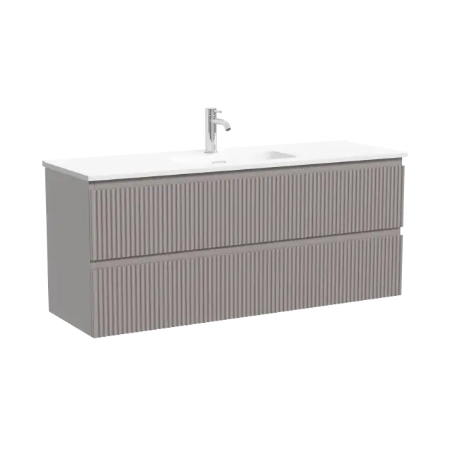 Тумба подвесная SANCOS Сноб Р (Snob R) 120x40x50 c двумя ящиками оснащенными доводчиками, Пыльная роза (Doha Soft) арт.SNR120/39SM