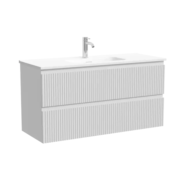 Тумба подвесная SANCOS Сноб Р (Snob R) 100x40x50 c двумя ящиками оснащенными доводчиками, Белый матовый (Bianco) арт.SNR100/39W