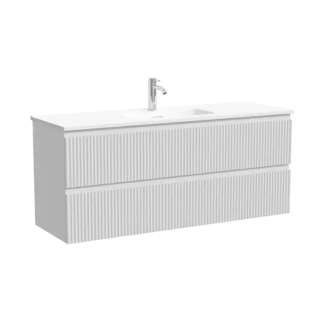 Тумба подвесная SANCOS Сноб Р (Snob R) 120x40x50 c двумя ящиками оснащенными доводчиками, Белый матовый (Bianco) арт.SNR120/39W