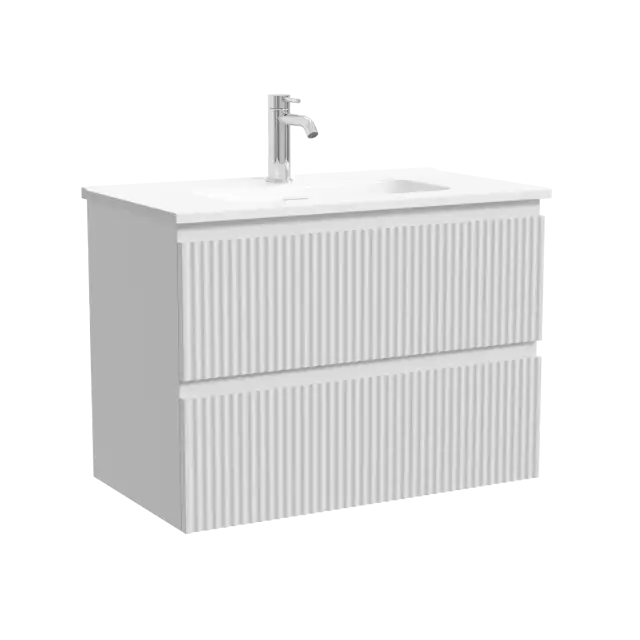Тумба подвесная SANCOS Сноб Р (Snob R) 70x40x50 c двумя ящиками оснащенными доводчиками, Белый матовый (Bianco) арт.SNR70/39W