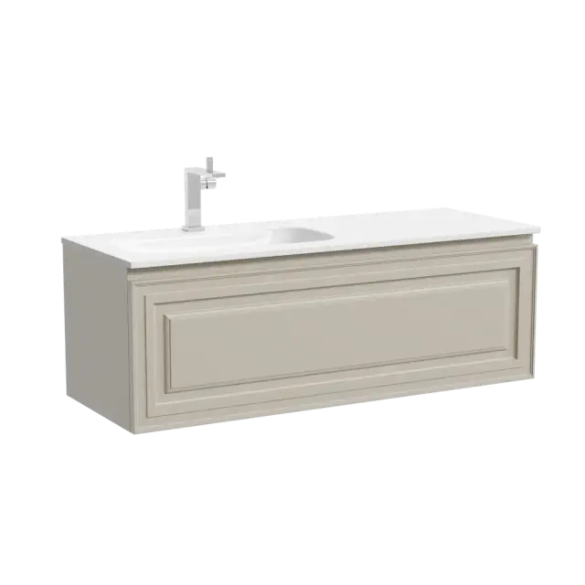 Тумба подвесная SANCOS Самая (Very) левая 120x45x40 c одним ящиком оснащенным доводчиками, Бежевый матовый (Beige Soft), арт.VR120LCE