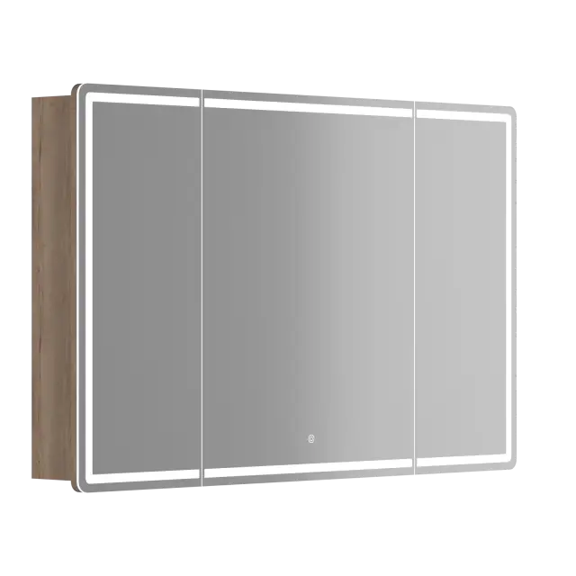 Зеркальный шкаф для ванной комнаты SANCOS Блик (Mirror) 120x15x75 с LED подсветкой, цвет Дуб галифакс натуральный, арт. MI120EG