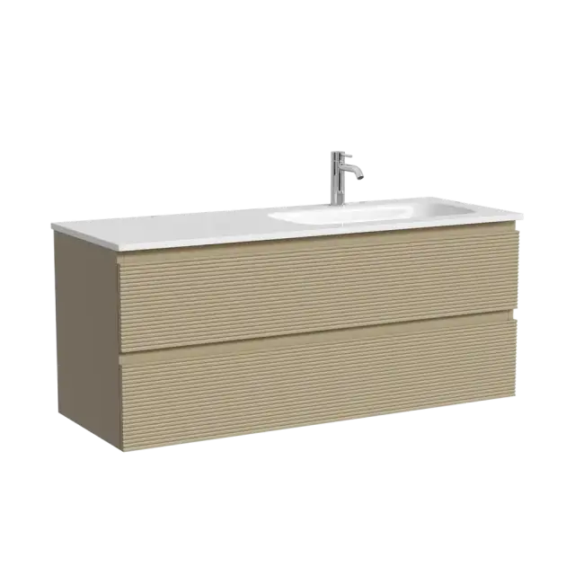 Тумба подвесная SANCOS Фолк (Folk) правая 120x45x50 c двумя ящиками оснащенными доводчиками, Капучино, арт.FL120RCP