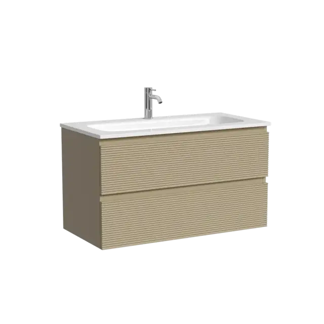 Тумба подвесная SANCOS Фолк (Folk) 90x45x50 c двумя ящиками оснащенными доводчиками, Капучино, арт.FL90CP