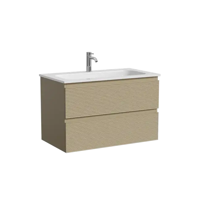 Тумба подвесная SANCOS Фолк (Folk) 80x45x50 c двумя ящиками оснащенными доводчиками, Капучино, арт.FL80CP