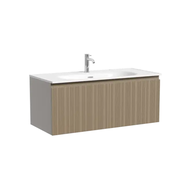 Тумба подвесная SANCOS Код (Code) 100x45х40 c одним ящиком оснащенным доводчиками, цвет серо- бежевый, арт. CD100GB