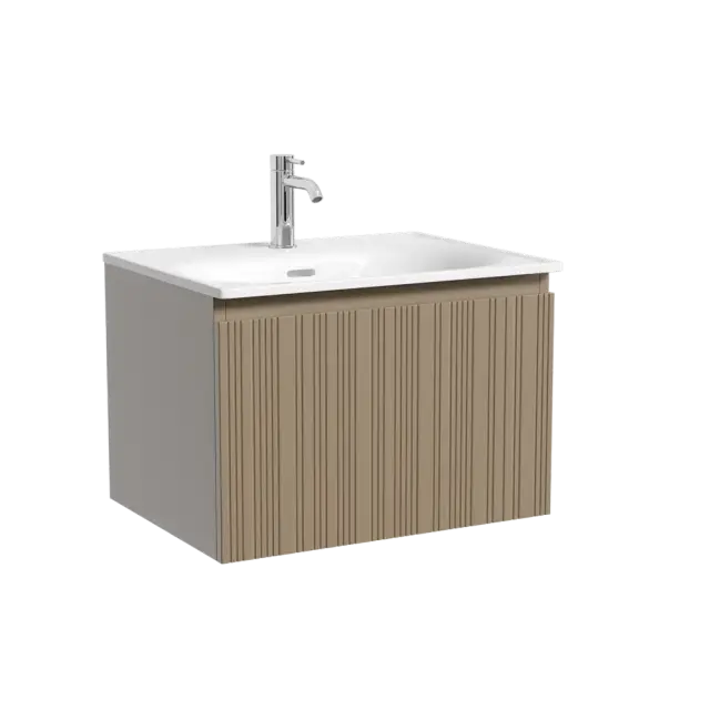 Тумба подвесная SANCOS Код (Code) 60x45х40 c одним ящиком оснащенным доводчиками, цвет серо- бежевый, арт. CD60GB