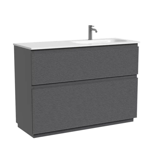 Тумба напольная SANCOS Фолк напольный (Folk Floor) правая 120x45x85 c двумя ящиками оснащенными доводчиками, Темный серый (Grey soft) арт.FL120FRGS