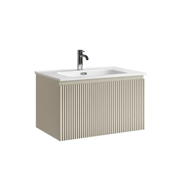 Тумба подвесная SANCOS Сноб Р 1.0 (Snob R 1.0) 70x45x40 c одним ящиком оснащенным доводчиками Бежевый матовый (Beige Soft) арт. SNR1.070CE