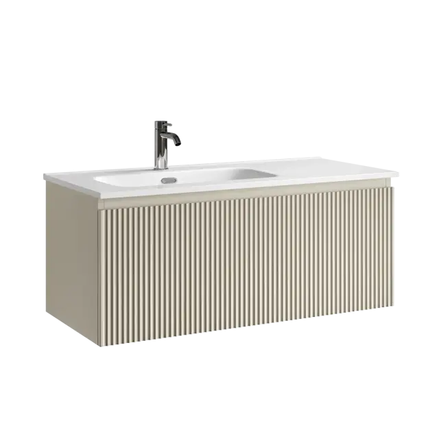 Тумба подвесная SANCOS Сноб Р 1.0 (Snob R 1.0) 100x45x40 c одним ящиком оснащенным доводчиками, Бежевый матовый (Beige Soft) арт.SNR1.0100LCE