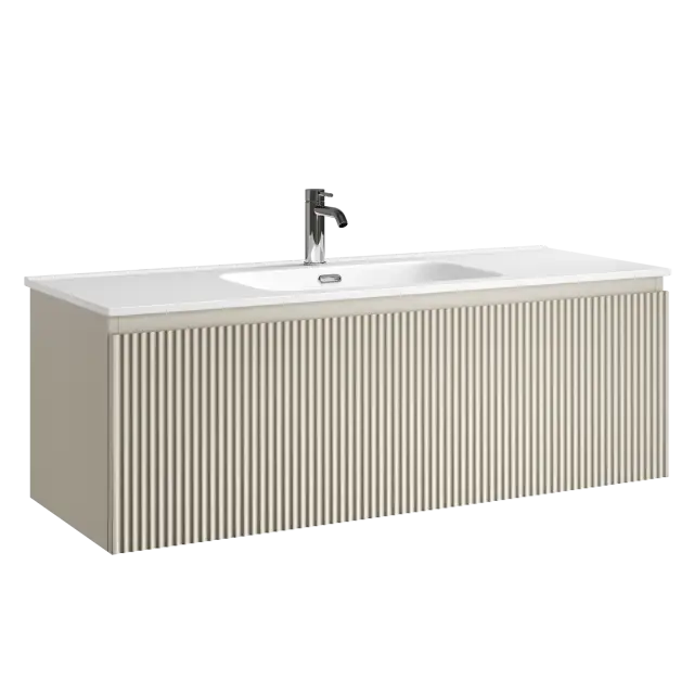 Тумба подвесная SANCOS Сноб Р 1.0 (Snob R 1.0) 120x45x40 c одним ящиком оснащенным доводчиками, Бежевый матовый (Beige Soft) арт.SNR1.0120CE
